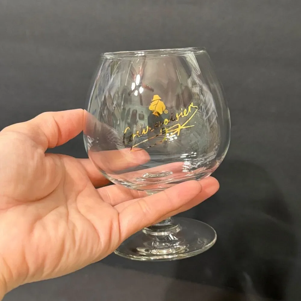 x4 Vintage Courvoisier Cognac Brandy Balloon Snifter Stemmed Glasses Gold Logo